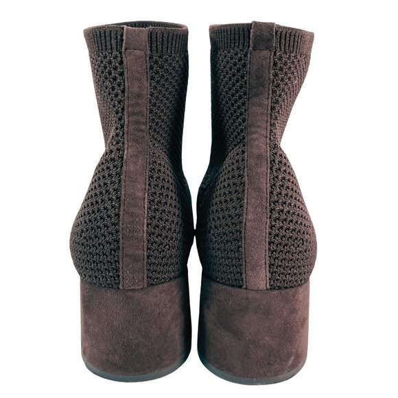 Eileen Fisher Size 8 Paron Stretch Crepe Knit Booties Chocolate Brown - Picture 4 of 11